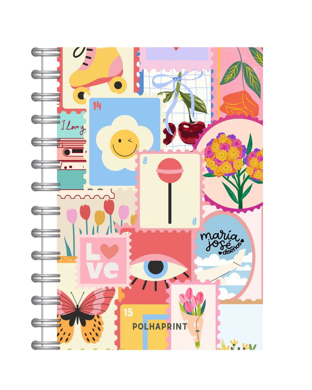 Cuaderno a5 estampillas colores