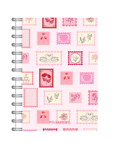 Cuaderno a5 estampillas rosas
